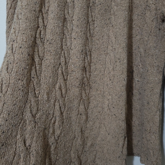 J.Jill Cable Knit Sweater Long Slouchy Wool Blend Brown Oatmeal Color Sz Medium - Picture 6 of 13